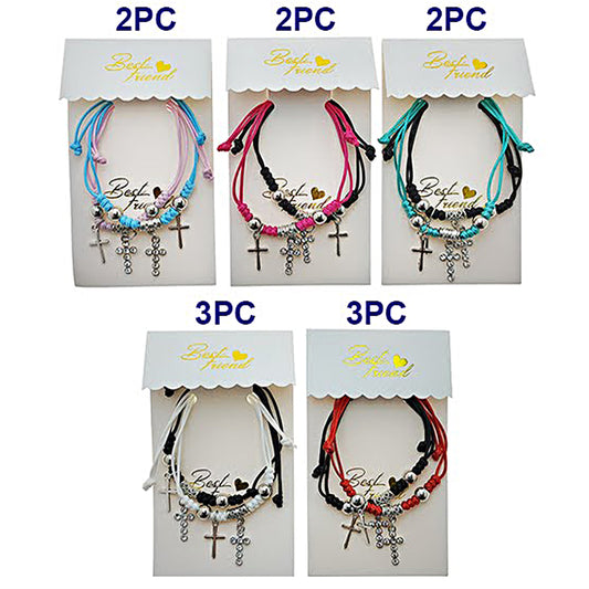 Cross Charm Adjustable Thread Knot Bracelet