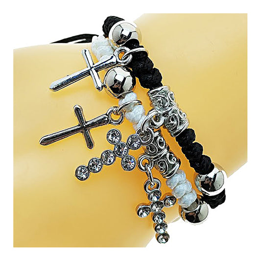 Cross Charm Adjustable Thread Knot Bracelet