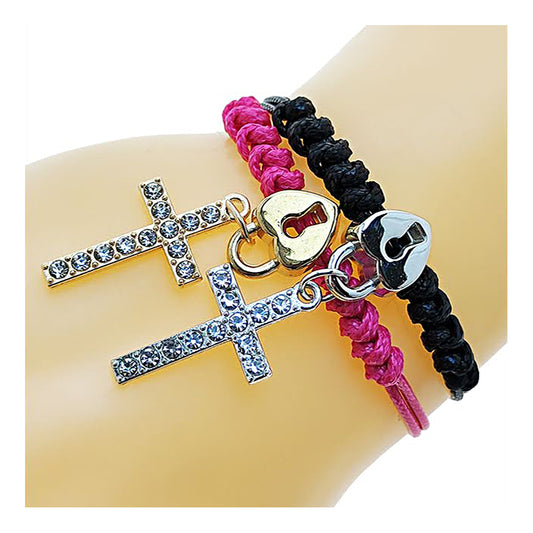 Cross Charm Adjustable Thread Knot Bracelet