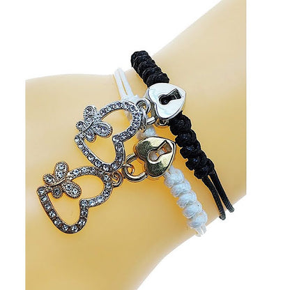 Heart Charm Adjustable Thread Knot Bracelet