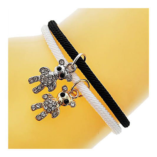Teddy Bear Charm Adjustable Thread Knot Bracelet