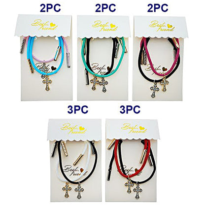 Cross Charm Adjustable Thread Knot Bracelet