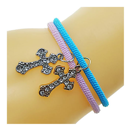 Cross Charm Adjustable Thread Knot Bracelet