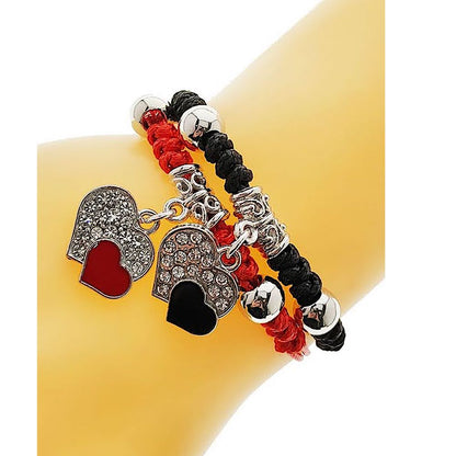 Heart Charm Adjustable Thread Knot Bracelet