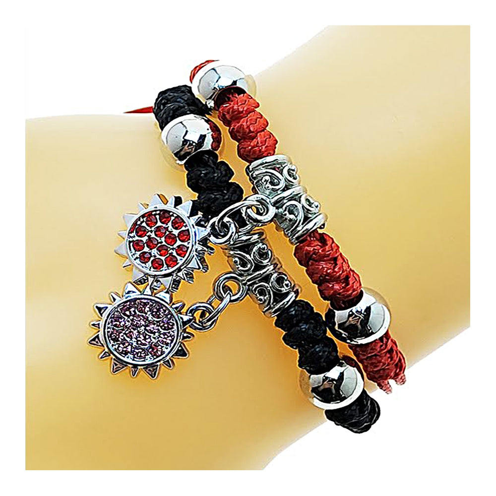 Sun Charm Adjustable Thread Knot Bracelet