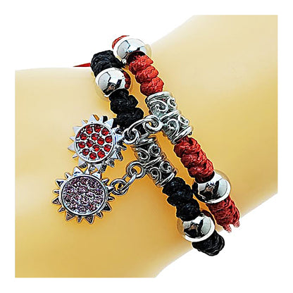 Sun Charm Adjustable Thread Knot Bracelet