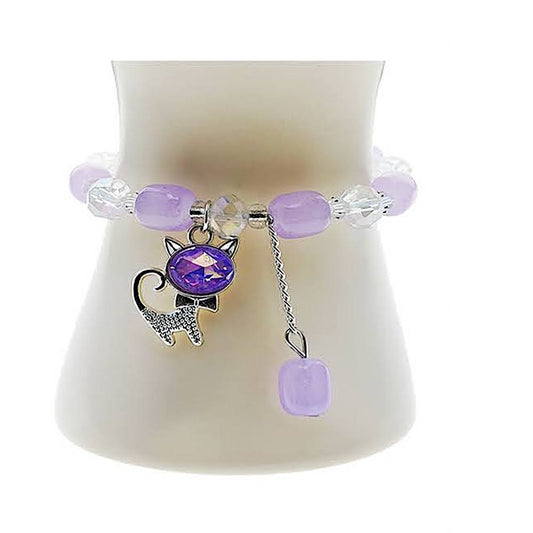 Cat Charm Bead Bracelet