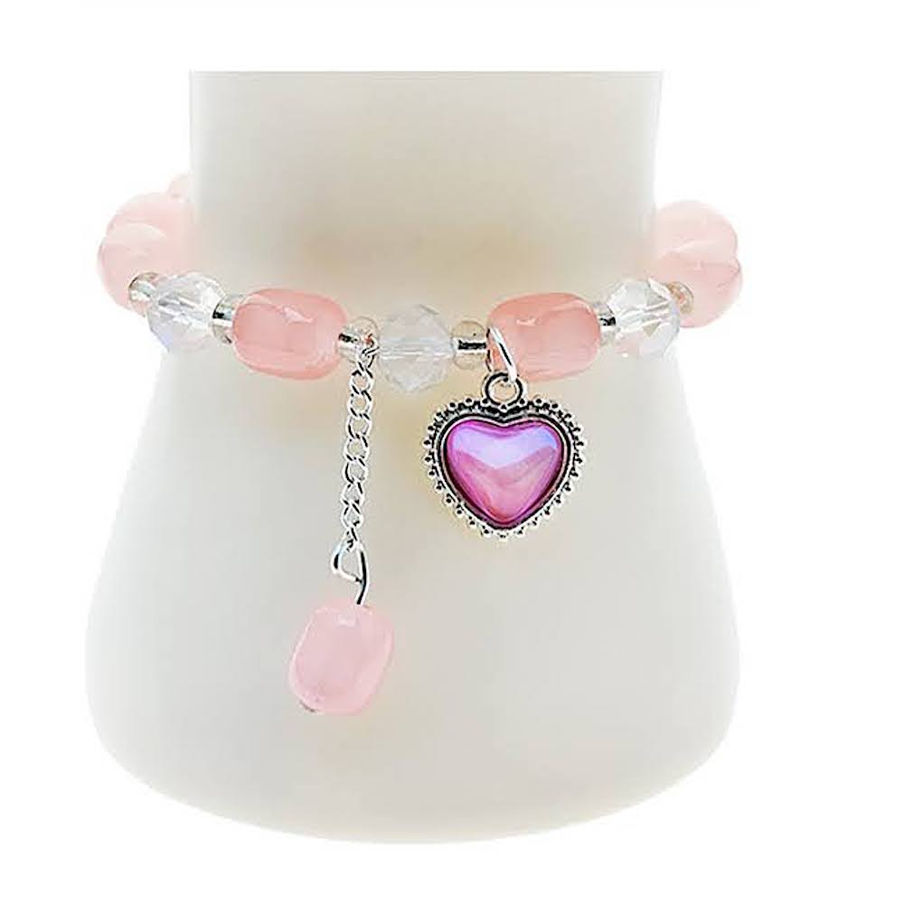 Heart Charm Dangle Bead Bracelet