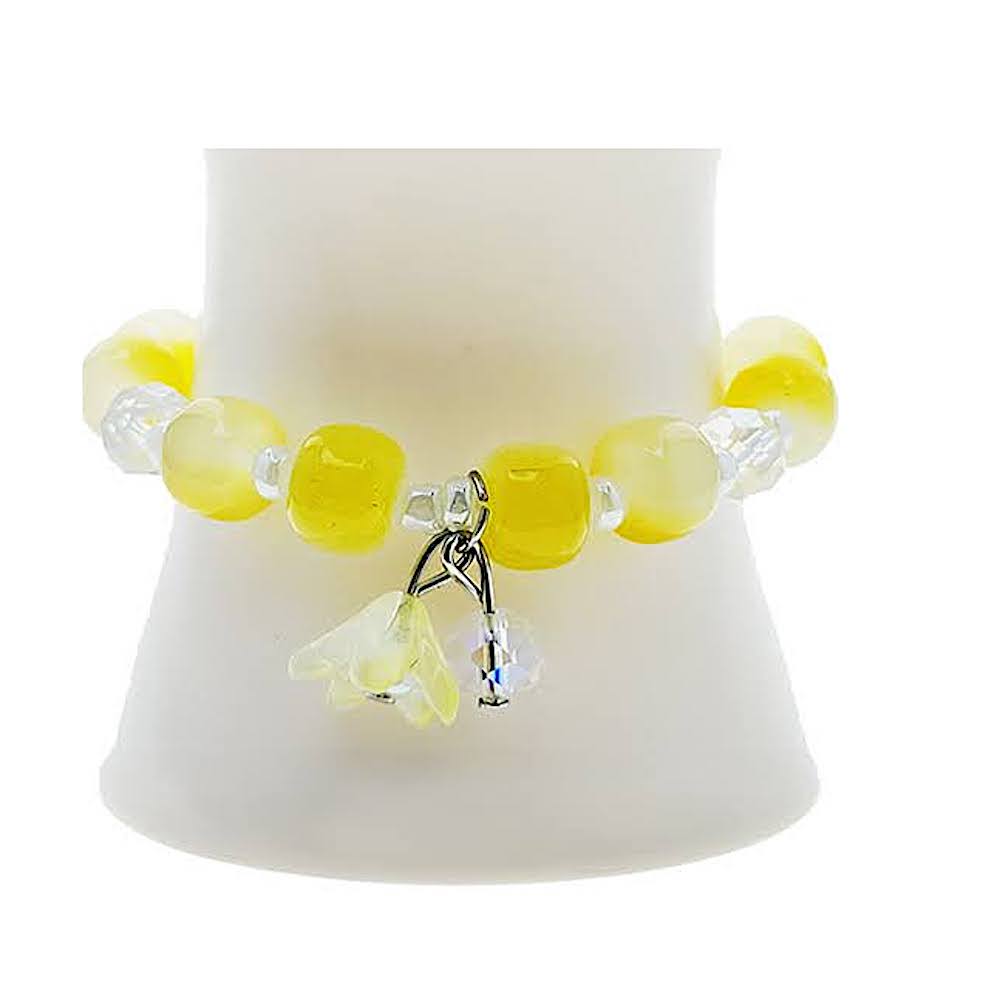 Flower Charm Bead Bracelet