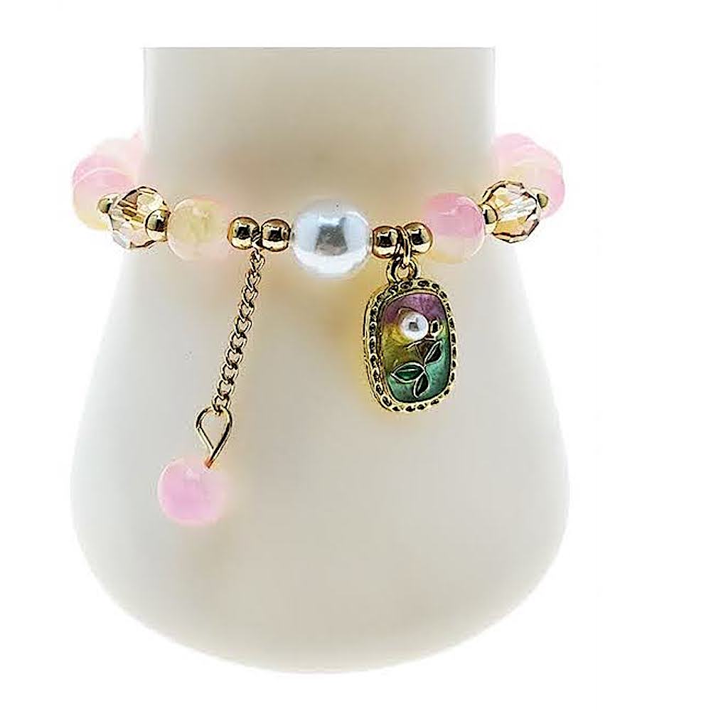 Flower Motif Charm Bead Bracelet