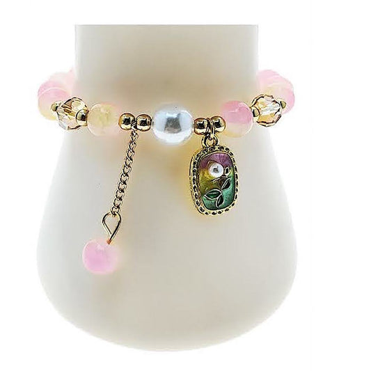 Flower Motif Charm Bead Bracelet