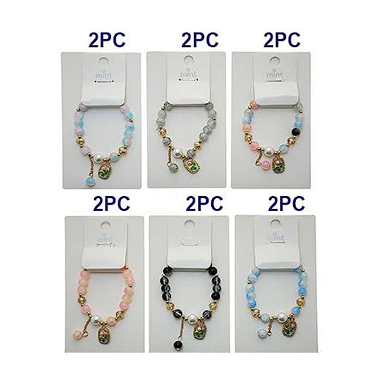 Flower Motif Charm Bead Bracelet