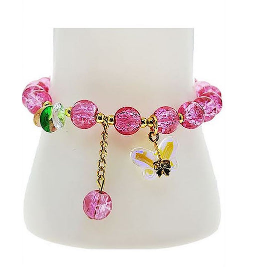 Iridescent Butterfly Charm Bead Bracelet