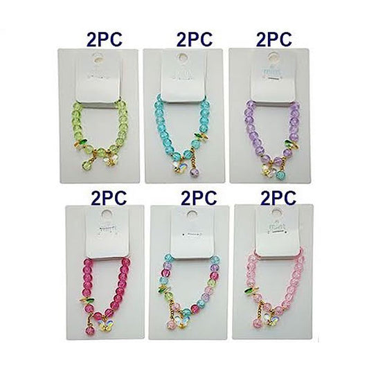 Iridescent Butterfly Charm Bead Bracelet