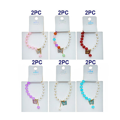 Enamel Butterfly Charm Bead Bracelet