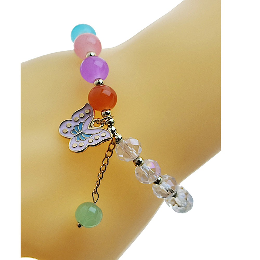 Enamel Butterfly Charm Bead Bracelet