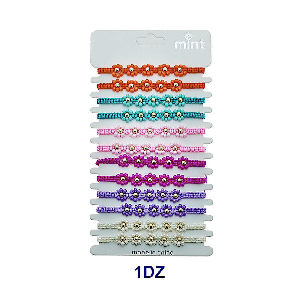 Flower Bead Adjustable Thread Knot Bracelet