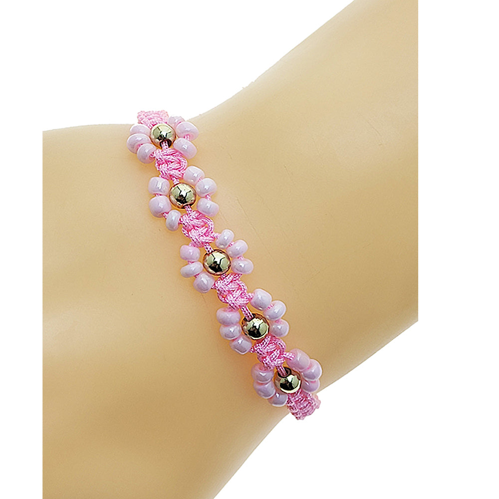 Flower Bead Adjustable Thread Knot Bracelet