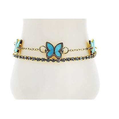 Butterfly Chain & Rhinestone Bracelet