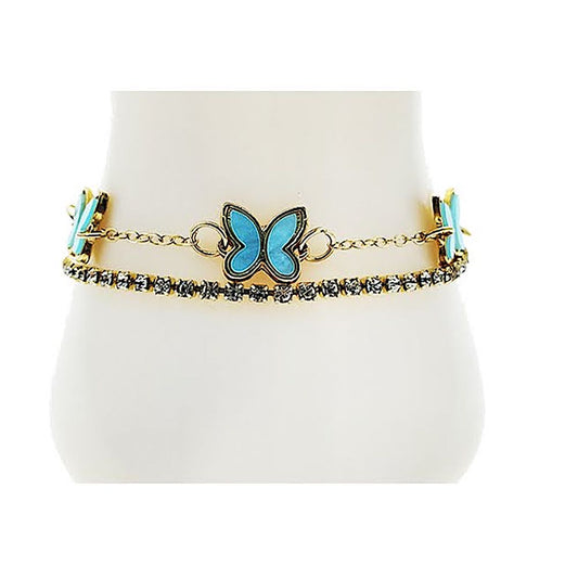 Butterfly Chain & Rhinestone Bracelet