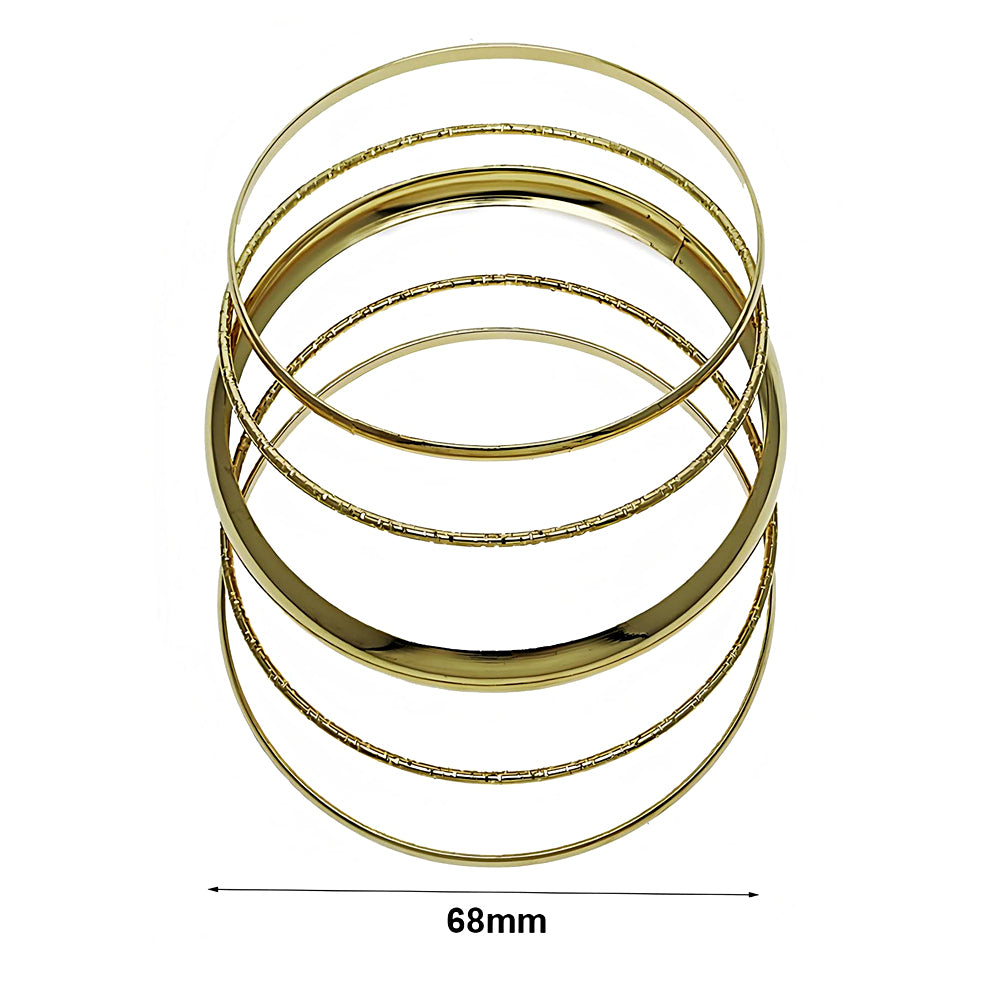 Flat Curve & Etched Bangle Bracelet