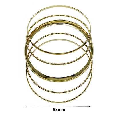 Flat Curve & Etched Bangle Bracelet