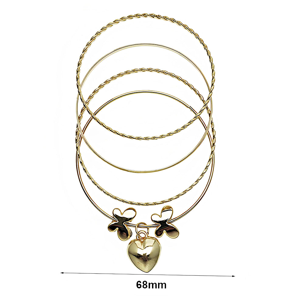 Heart Charm Twist Bangle Bracelet