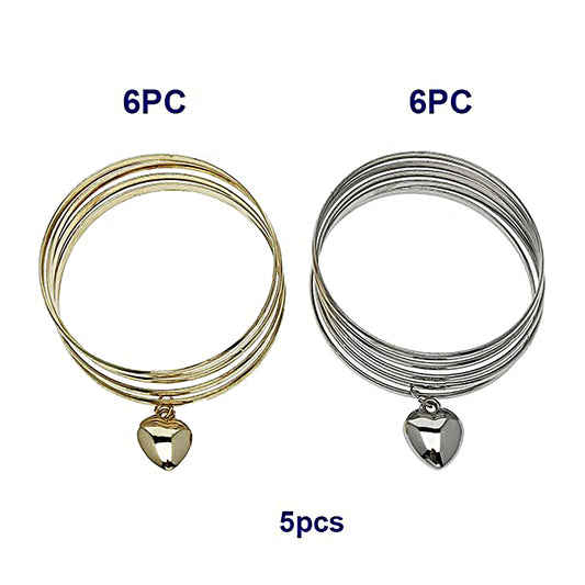 Heart Charm Bangle Bracelet
