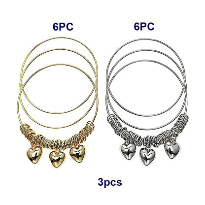 Heart Charm Bangle Bracelet