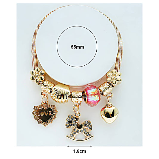 Rocking Horse Charm Coil Bracelet
