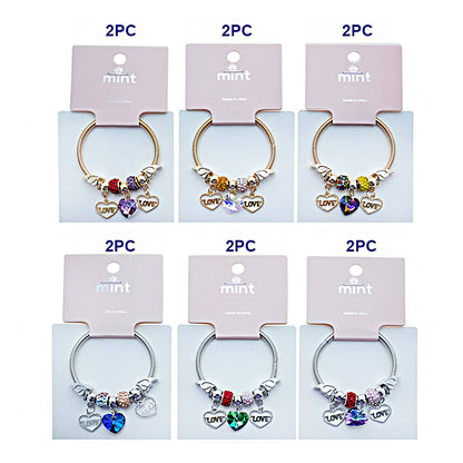 Crystal Heart Charm Coil Bracelet