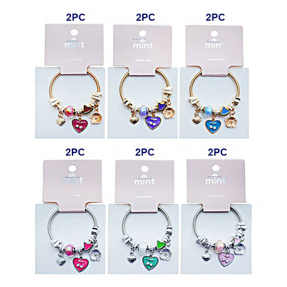 Cherry Heart Charm Coil Bracelet