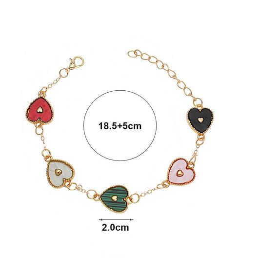 Inlaid Heart Chain Bracelet