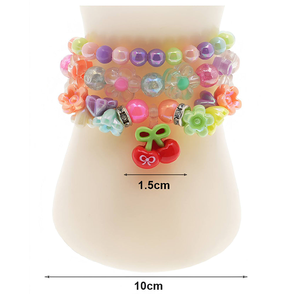 Cherry Charm Bead Stretch Bracelet Set