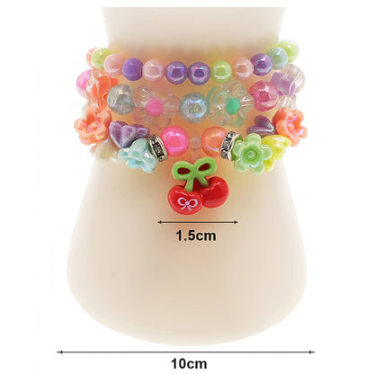 Cherry Charm Bead Stretch Bracelet Set