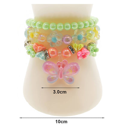 Butterfly Charm Bead Stretch Bracelet Set