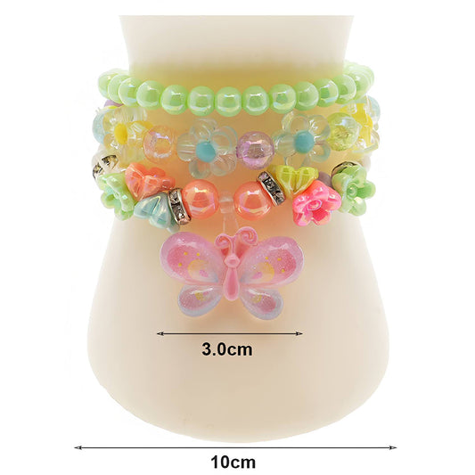 Butterfly Charm Bead Stretch Bracelet Set