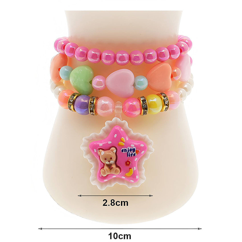 Teddy Bear Star Bead Stretch Bracelet Set