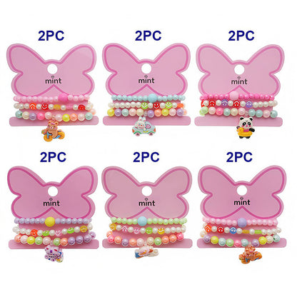 Cute Animal Charm Bead Stretch Bracelet Set