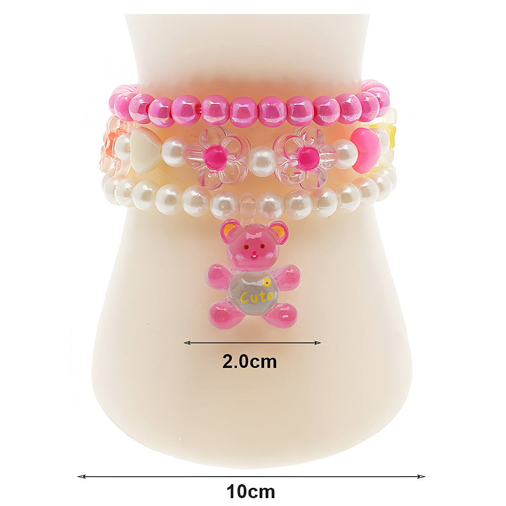 Teddy Bear Charm Bead Stretch Bracelet Set
