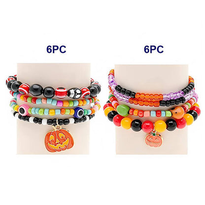 Halloween Beaded Charm Bracelet Set