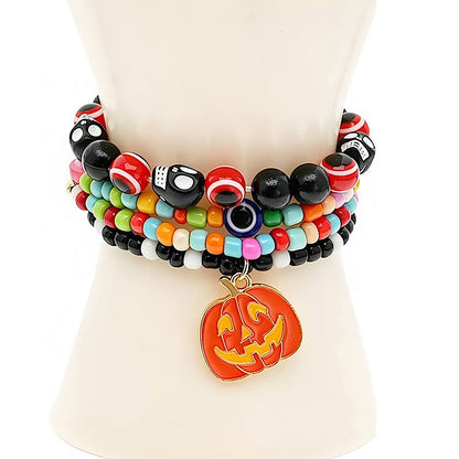 Halloween Beaded Charm Bracelet Set