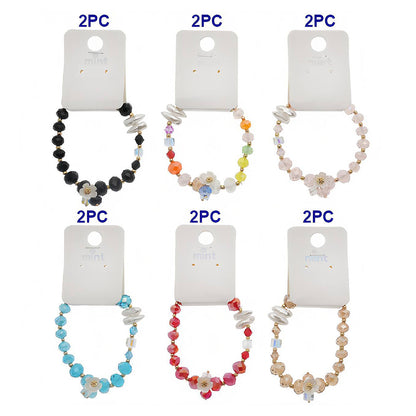 Iridescent Crystal Flower Bead Bracelet
