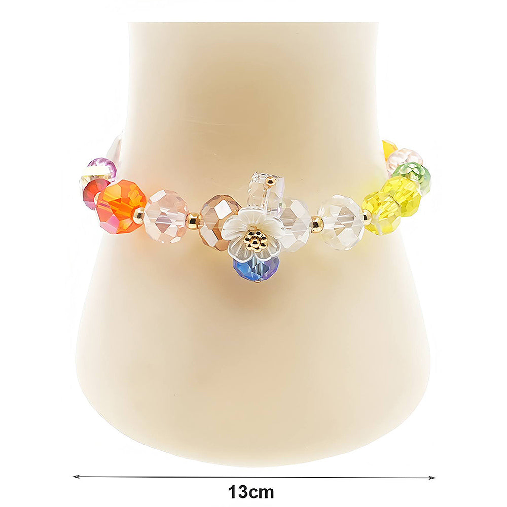 Iridescent Crystal Flower Bead Bracelet