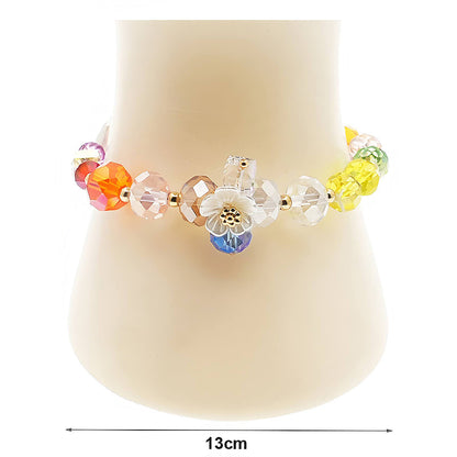 Iridescent Crystal Flower Bead Bracelet