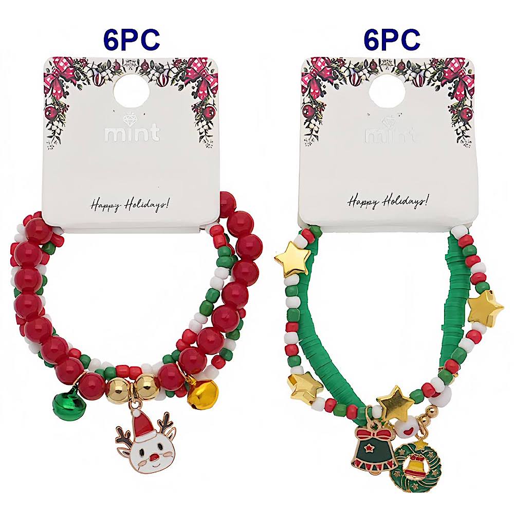 Christmas Charm Bead Bracelet Set