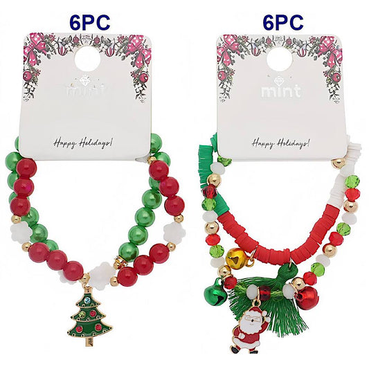 Christmas Charm Bead Bracelet Set