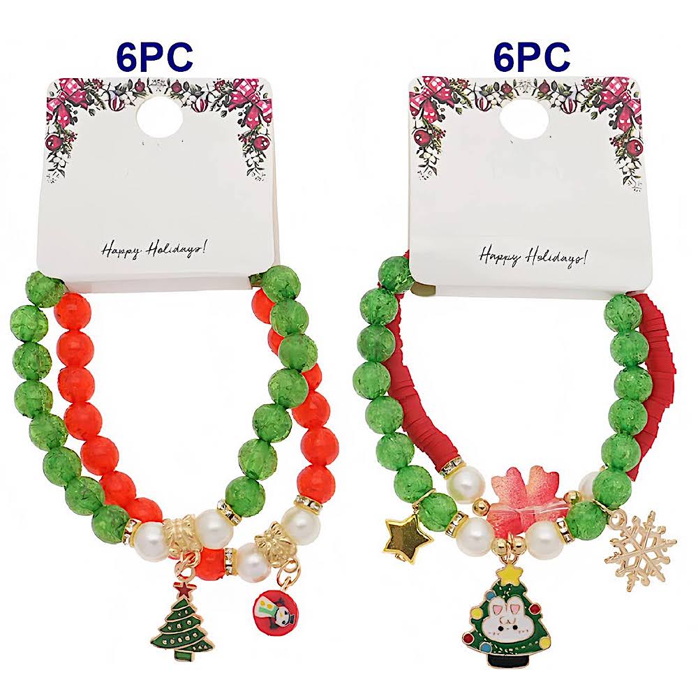 Christmas Charm Bead Bracelet Set