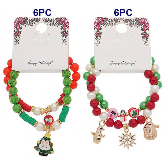Christmas Charm Bead Bracelet Set