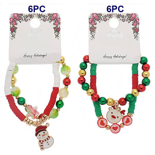 Christmas Charm Bead Bracelet Set